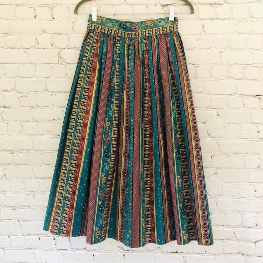 Vintage 60s Gathered Skirt Pleated Prairie Western